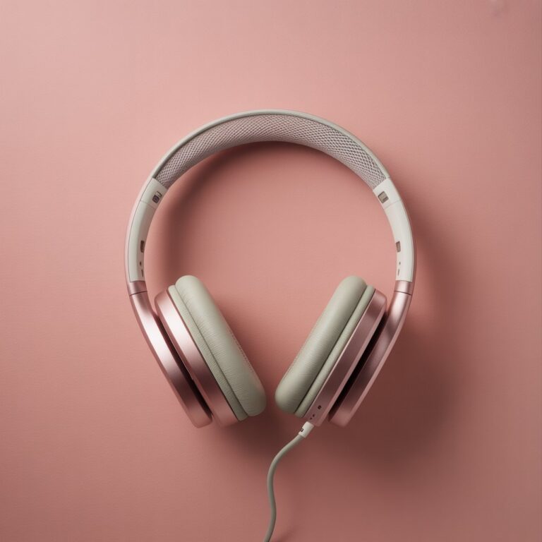 pink headphones on pink background