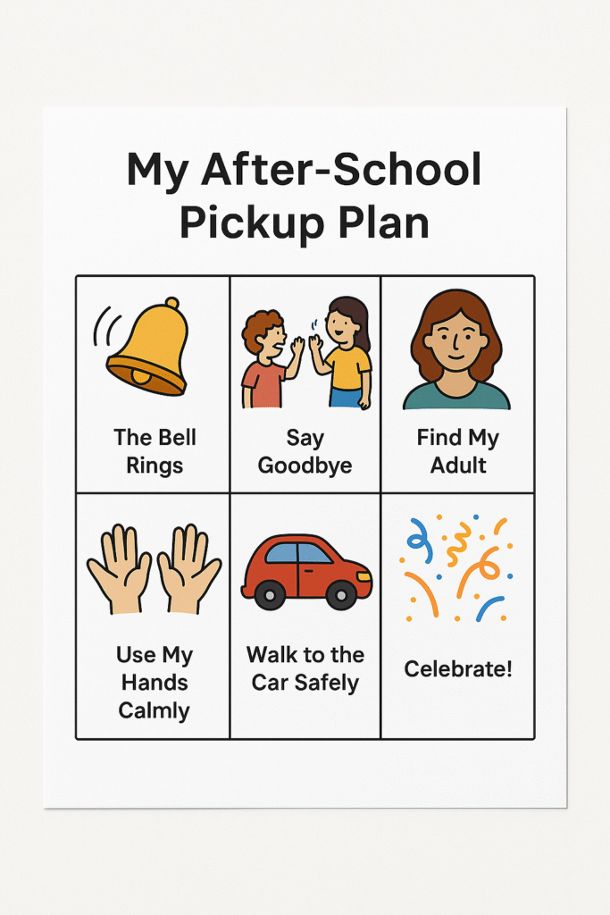 example of visual routine for after school pick up plan