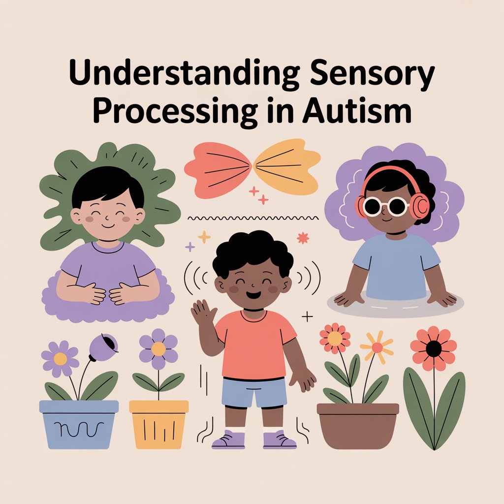 image with title understanding sensory processing in autism, showing examples of sensory processing difficulties
